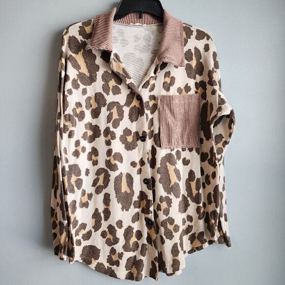 REB in J Leopard Print Button Down - Picture 2 of 10